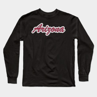 Football Fan of Arizona Red White Black on White Long Sleeve T-Shirt